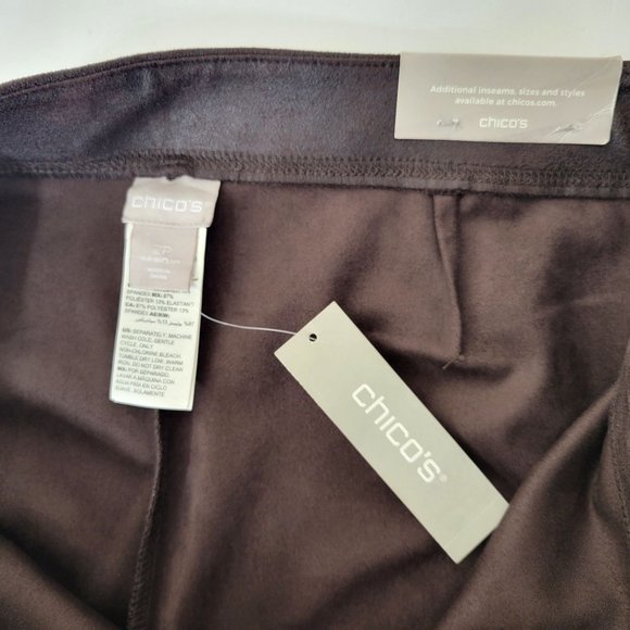 Chico's Faux Suede Brown Leggings Pants New with Tag - Picture 5 of 6